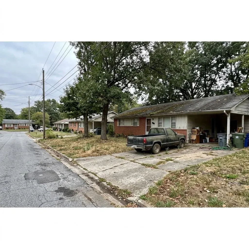 Suburban Tarrant County neighborhood with brick and siding homes